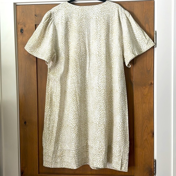 Nicole Miller Linen Mini Shift Dress Womens XXL Short Sleeve Beige Pebbled Print - Picture 2 of 7